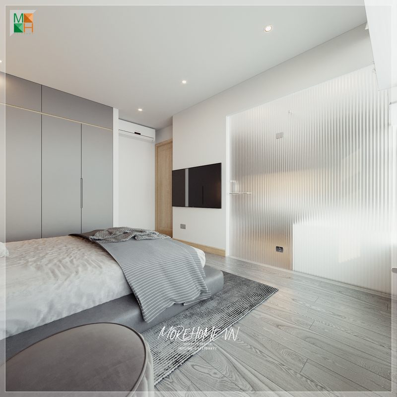 Tủ quần áo màu xám với phong cách thiết kế hiện đại mang đến sự sang trọng và tiện nghi cho mọi thành viên trong gia đình.